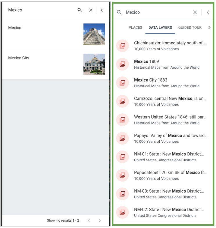 Google Earth's new search on mobile