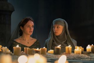 Alicent Hightower (Olivia Cooke) and Queen Rhaenyra (Emma D'Arcy)