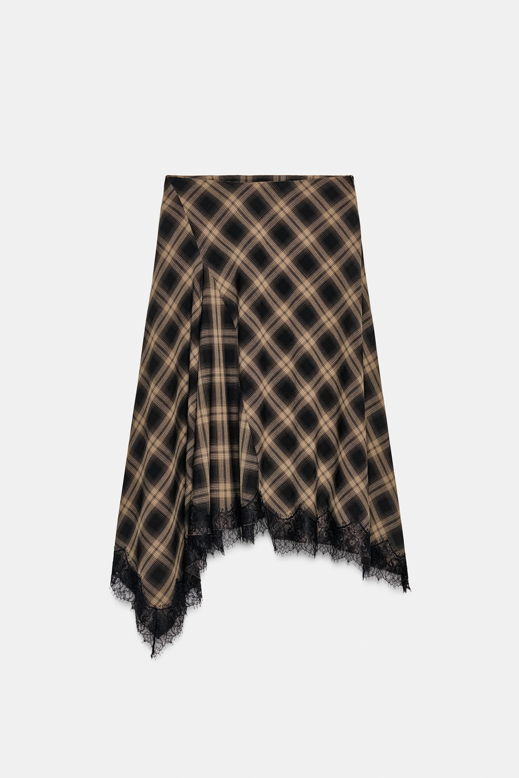 Checked Lace Skirt Zw Collection Limited Edition