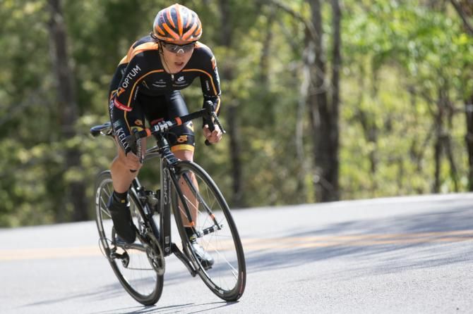 Briana Walle climbed into fourth position in the opening time trial, the top finish for the Optum team.