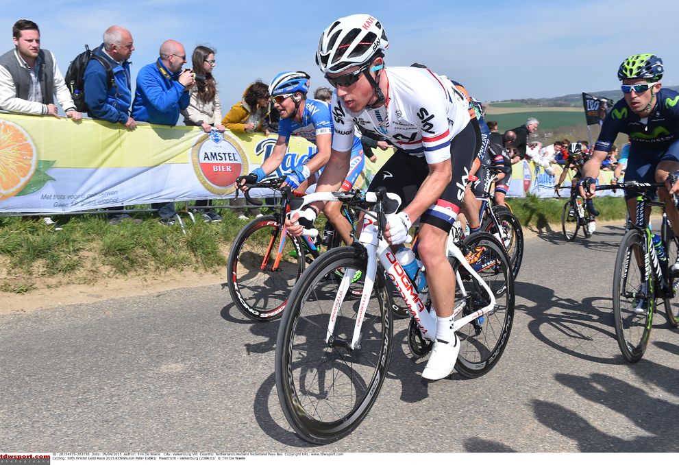 Peter Kennaugh leads the line for Team Sky at Amstel Gold Race