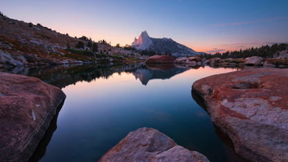 Budd Lake Yosemite National Park at sunset. 