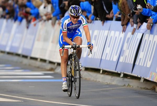 Elisa Longo Borghini (Italy) crosses the finish line for third place.
