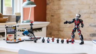 Captain America Civil War Lego set laid out on a white table