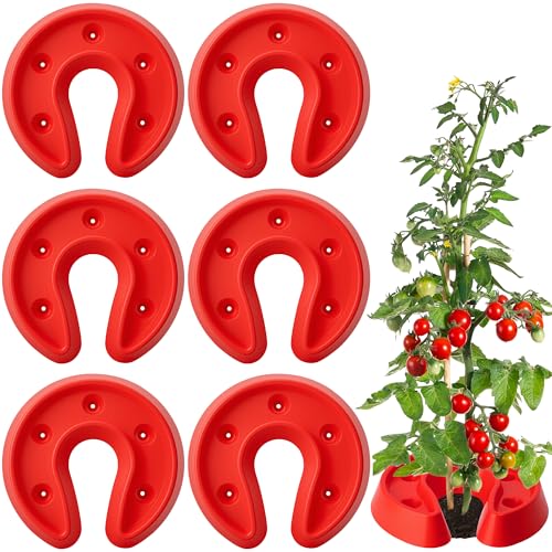 Adnee 6 Pcs Tomato Watering Trays, Heavy Duty Tomato Automator Tray, Surrounding Tomatoes Ring Tray for Plant Vegetables Water Conservation and Weed Control
