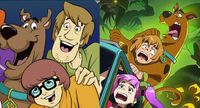 The traditional Scooby-Doo character designs compared with their anime versions
