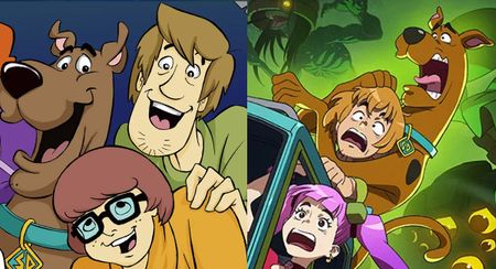 The traditional Scooby-Doo character designs compared with their anime versions