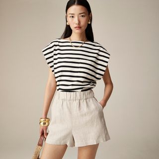 J.Crew, Tropez Short in Striped Linen