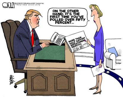 Political Cartoon U.S. Trump Impeachment Support Polls
