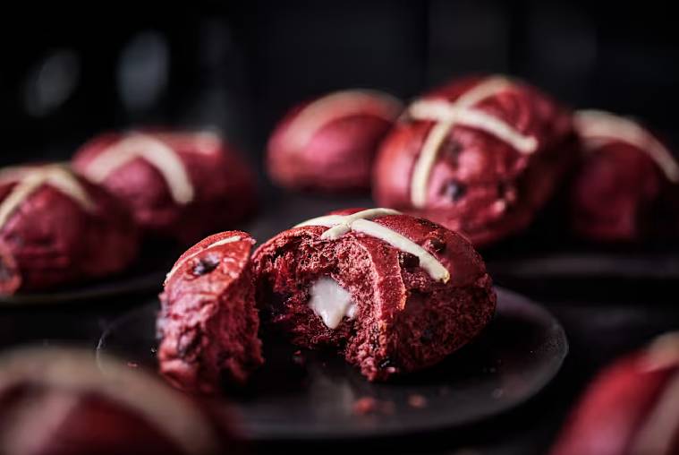 M&amp;amp;S red velvet hot cross buns