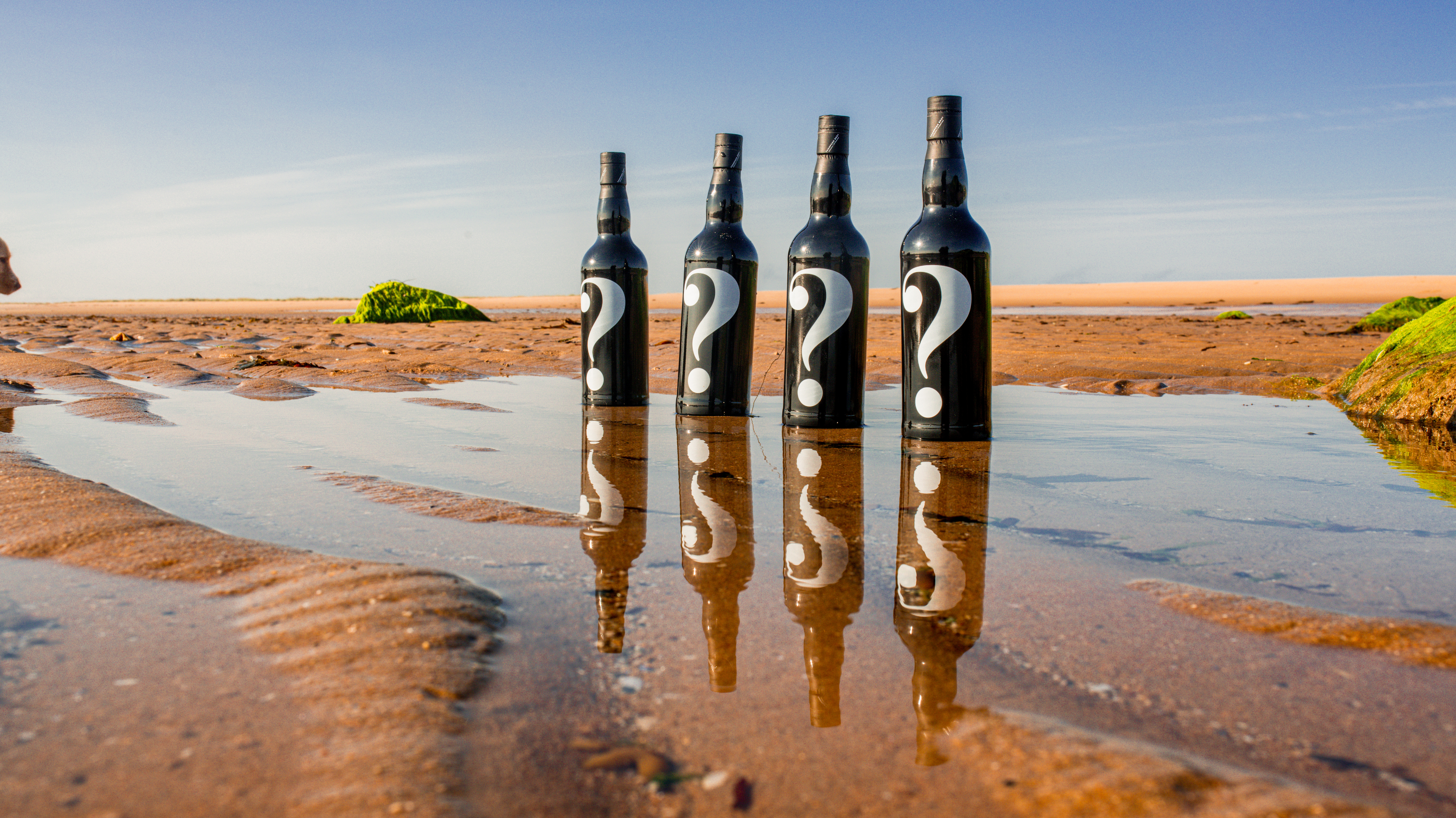 Bottles of whisky with a question mark on them