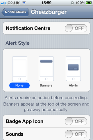 The new notifications system in iOS 5 is surprisingly customisable.