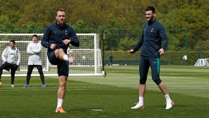 Tottenham Hotspur midfielder Christian Eriksen and goalkeeper Hugo Lloris