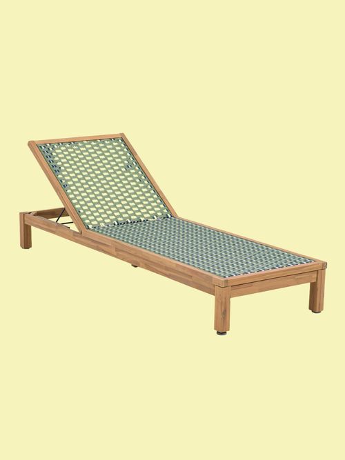Briana Sun Lounger in Acacia and Woven Resin