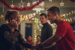 Your Christmas Or Mine? on Prime Video also stars Angela Griffin.