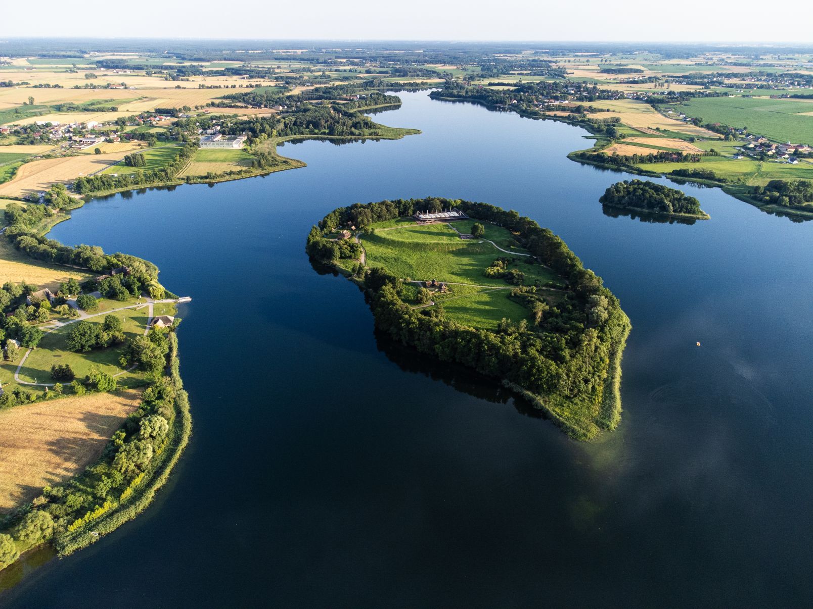 Aerial image taken above Lake Lednica.