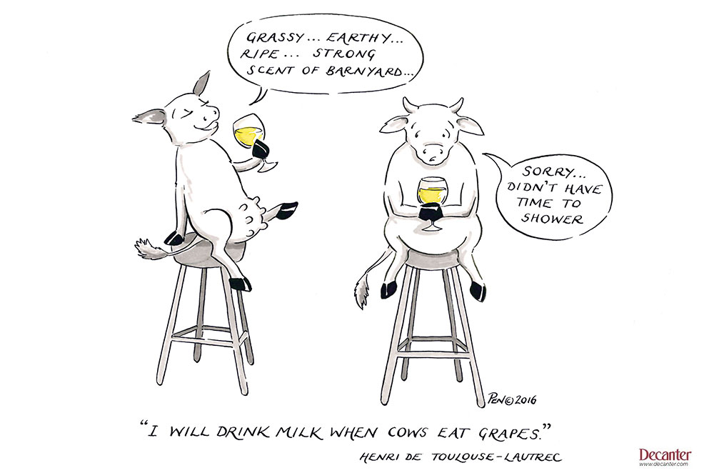 Lautrec, wine quote, cows, decanter