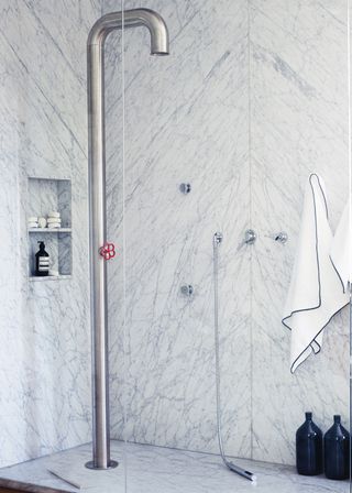 traditional bathroom with marble tiles
