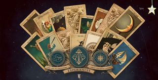 Screenshot from The Neverlands site showing selection of fantastical cards
