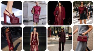 The burgundy color trend on fall 2024 runways and street style