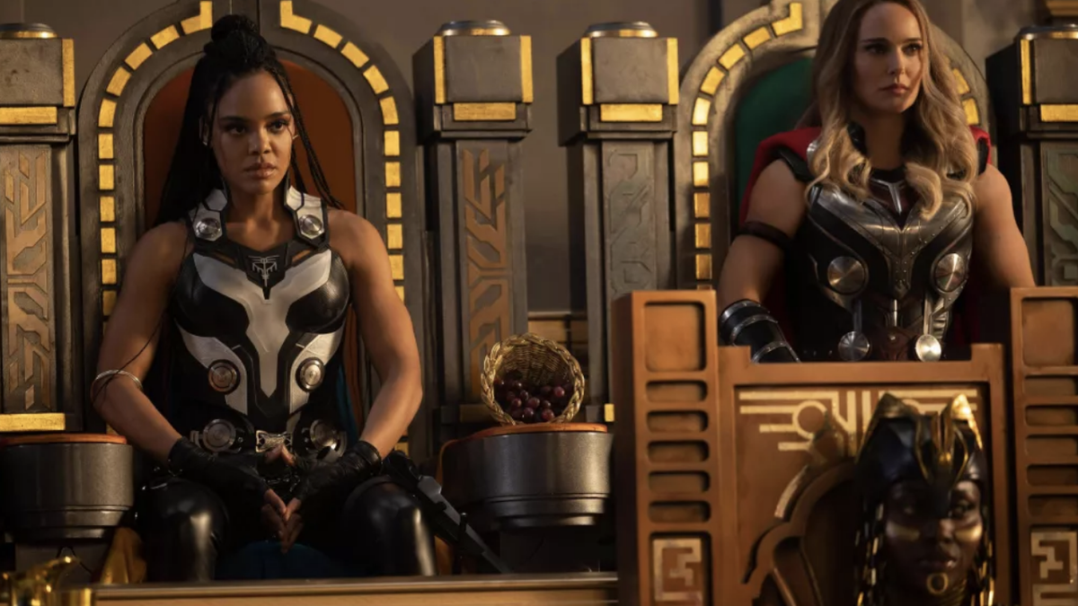 Natalie Portman and Tessa Thompson in Thor: Love and Thunder