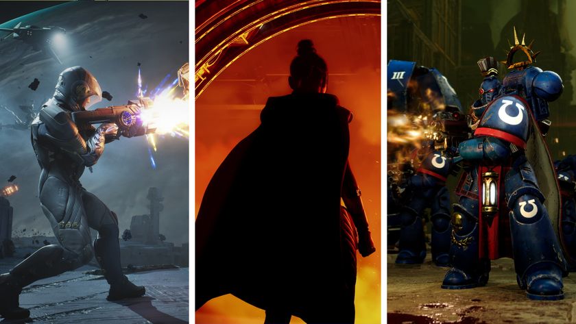 Split image showing three sci-fi games from The Game Awards 2025: Exodus, Star Wars: Fate of the Old Republic, and Total War: Warhammer 40,000.