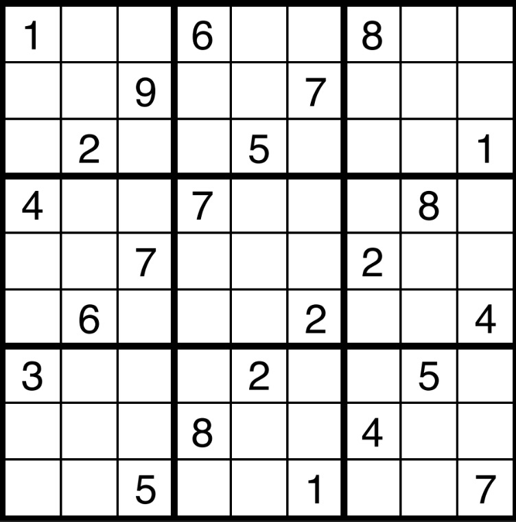 An unsolved sudoku.