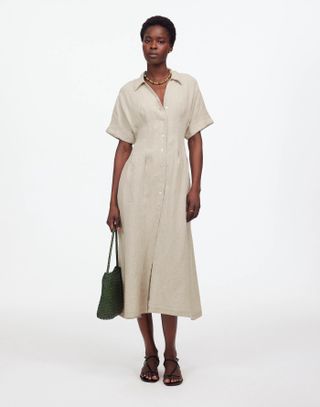 Madewell, plissado midi plissado em 100% de linho