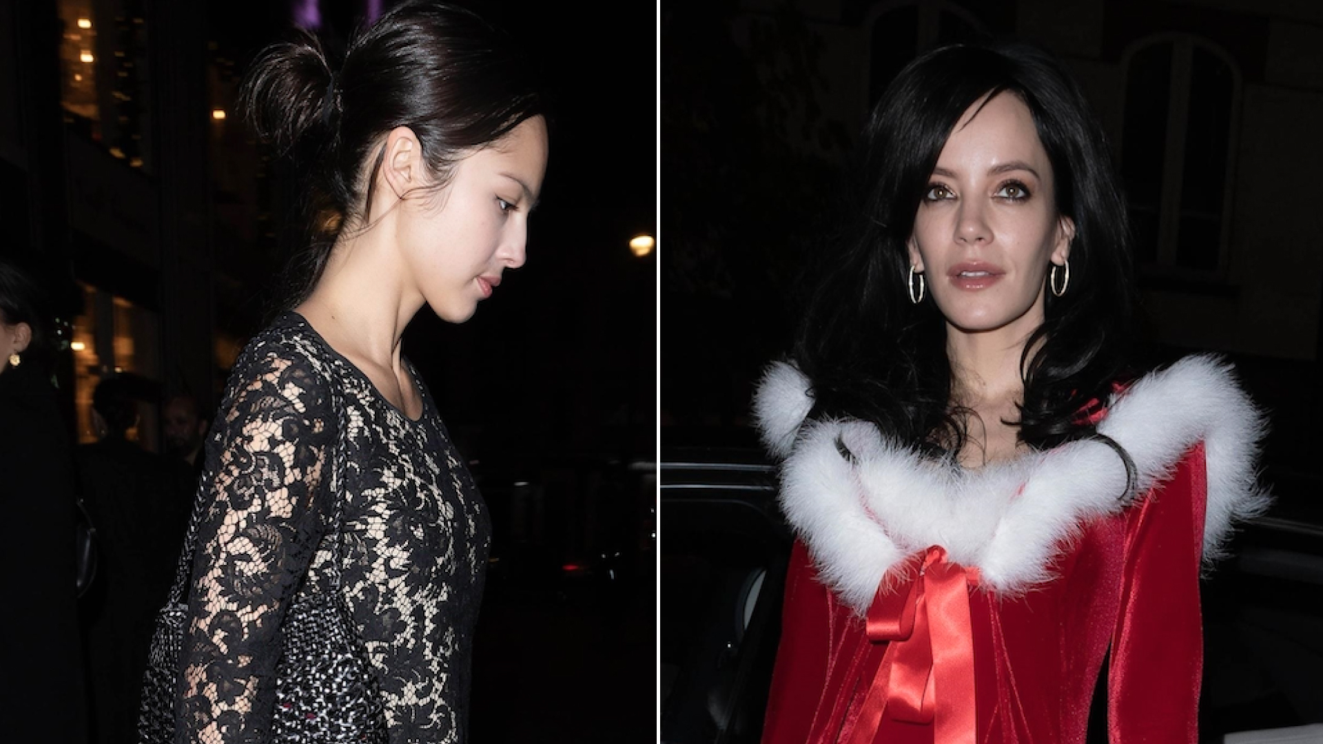 Olivia Rodrigo wears a lacy vintage Gucci mini dress to attend Lily Allen's Naughty or Nice Christmas party