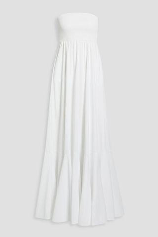 Caroline Costas Haisley strapless shirred cotton-blend poplin maxi dress
