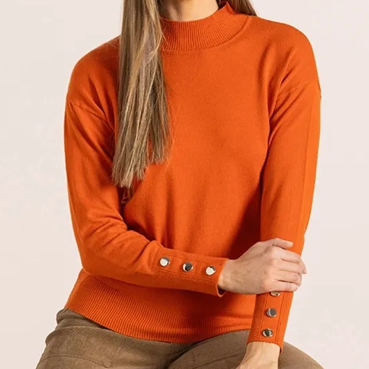 Klass Orange Turtle Neck Button Detail Jumper