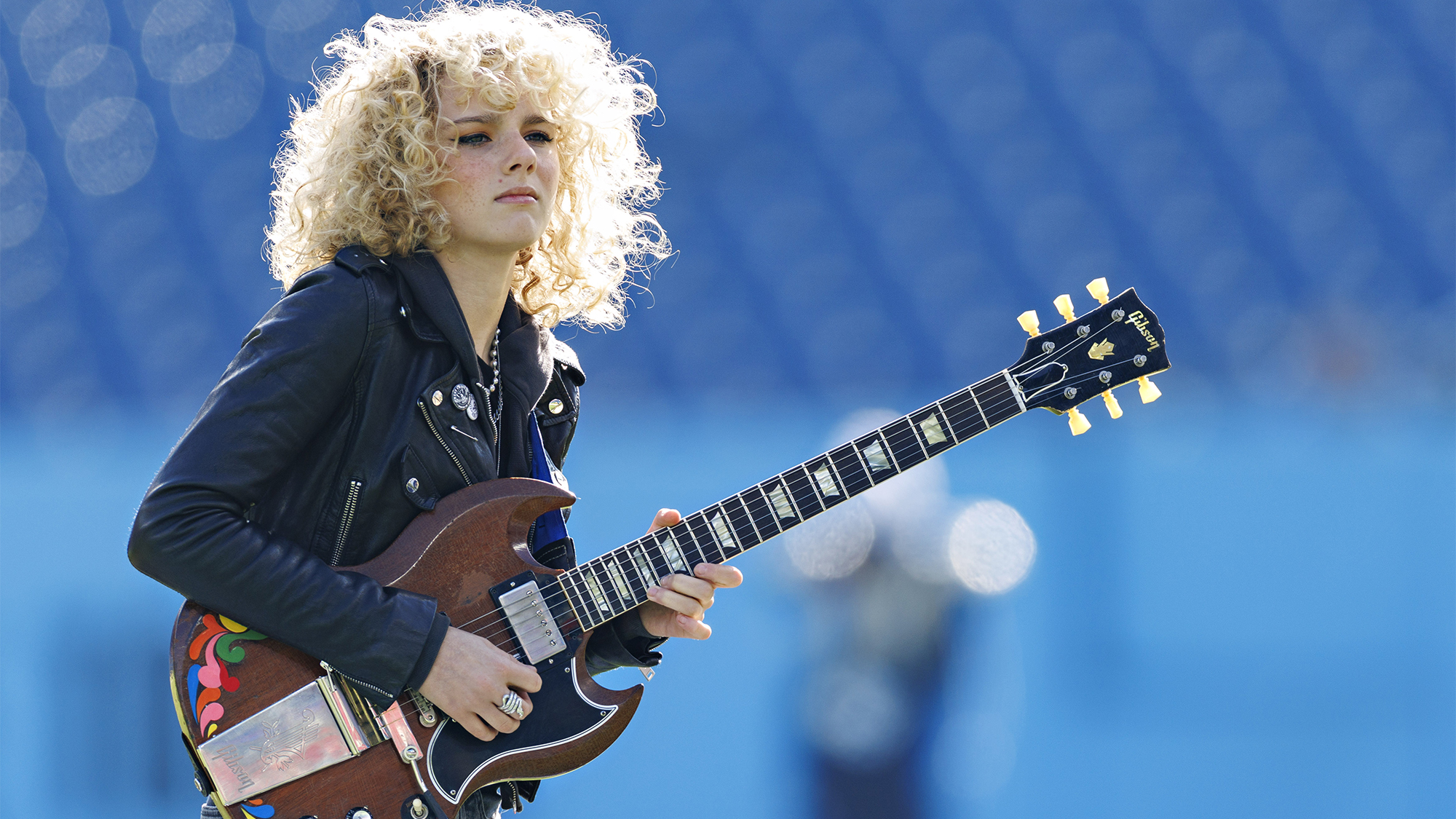 Grace Bowers rehearses before a game between the Seattle Seahawks and the Tennessee Titans at Nissan Stadium on November 23, 2025 in Nashville, Tennessee. The Seahawks defeated the Titans 30-24.