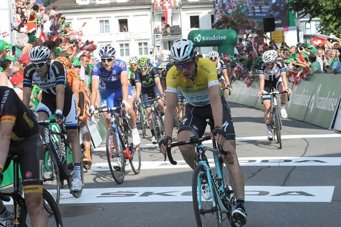 Race leader Tony Martin (Omega Pharma-QuickStep) finishes safely in the bunch