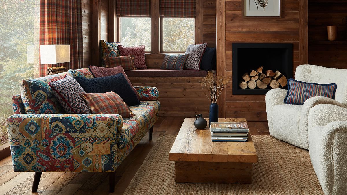 timber clad living room