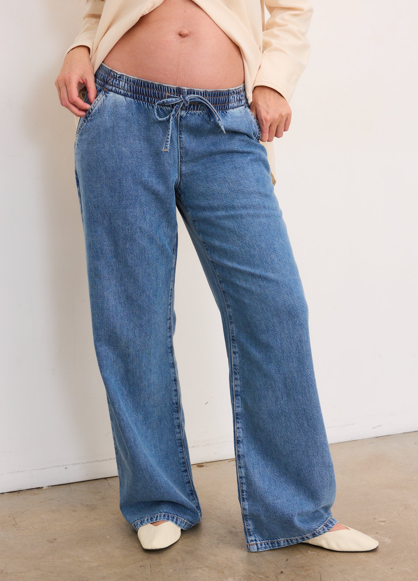 The Drapey Denim Wide Leg Pant - Vintage Dream Blue / Xs