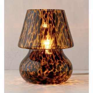 brown glass table lamp with tortoiseshell base