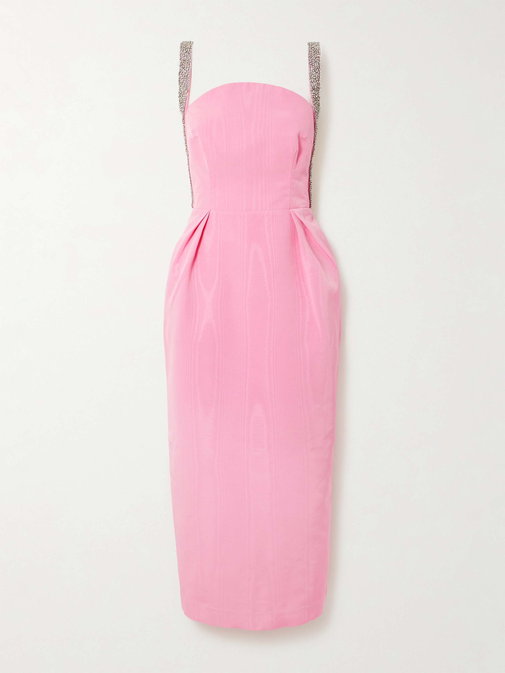 Amaro Crystal-Embellished Pleated Taffeta Midi Dress