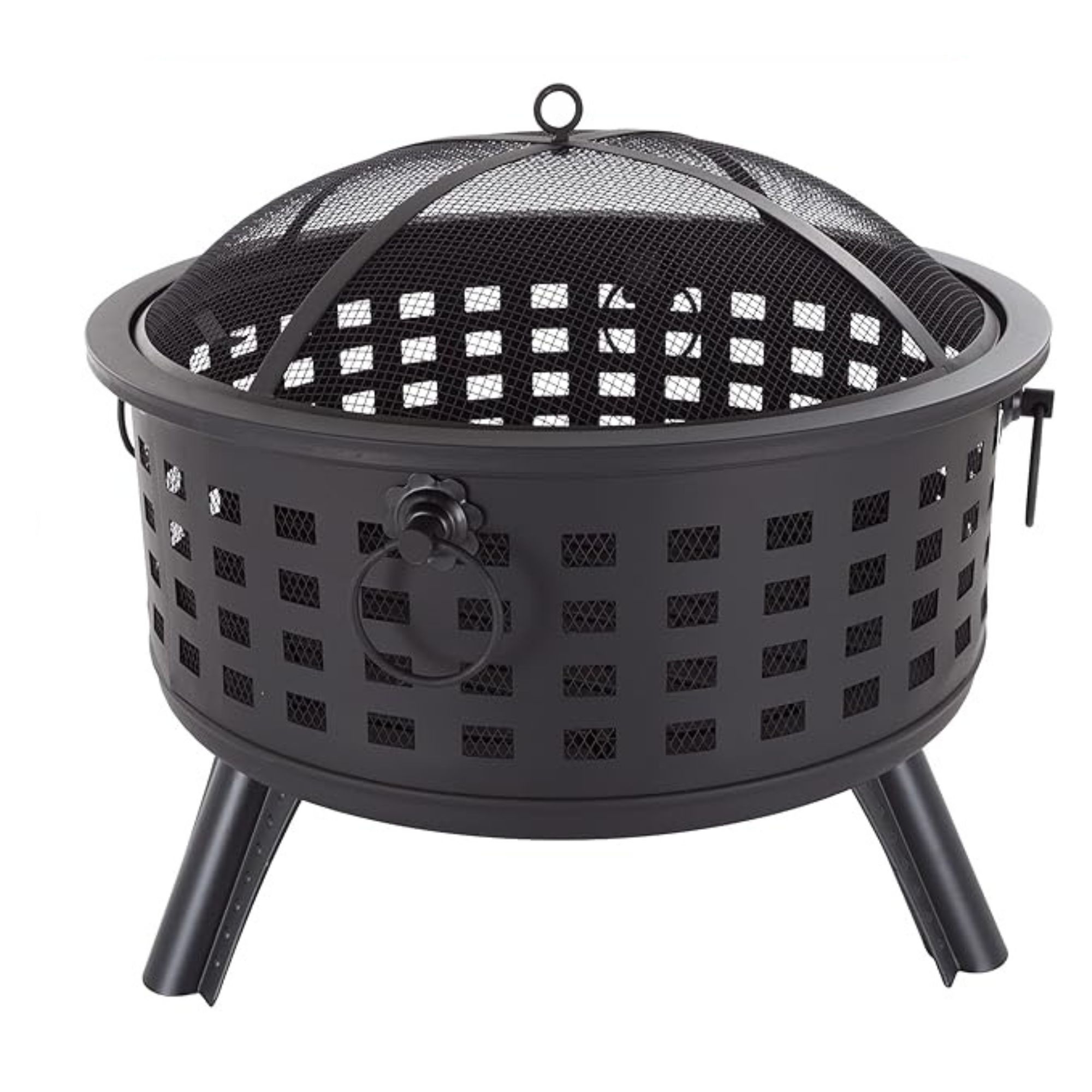 Iron fire pit with lattice edges
