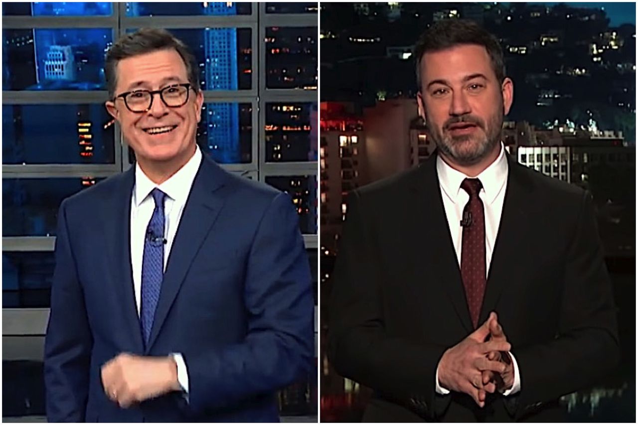 Stephen Colbert and Jimmy Kimmel on Trump&amp;#039;s buried grades