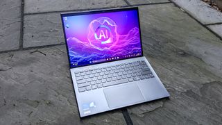 MSI Prestige 13 AI+ Evo on pavement floor