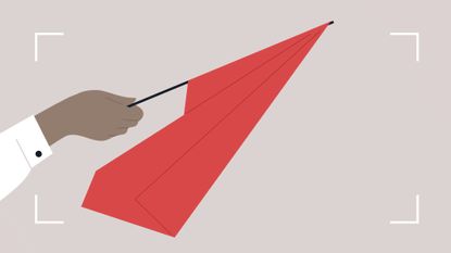 Illustration of someone holding up a red flag to illustrate red flags in a relationship