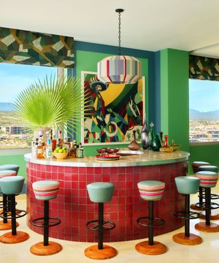 Colorful Mexican villa bar