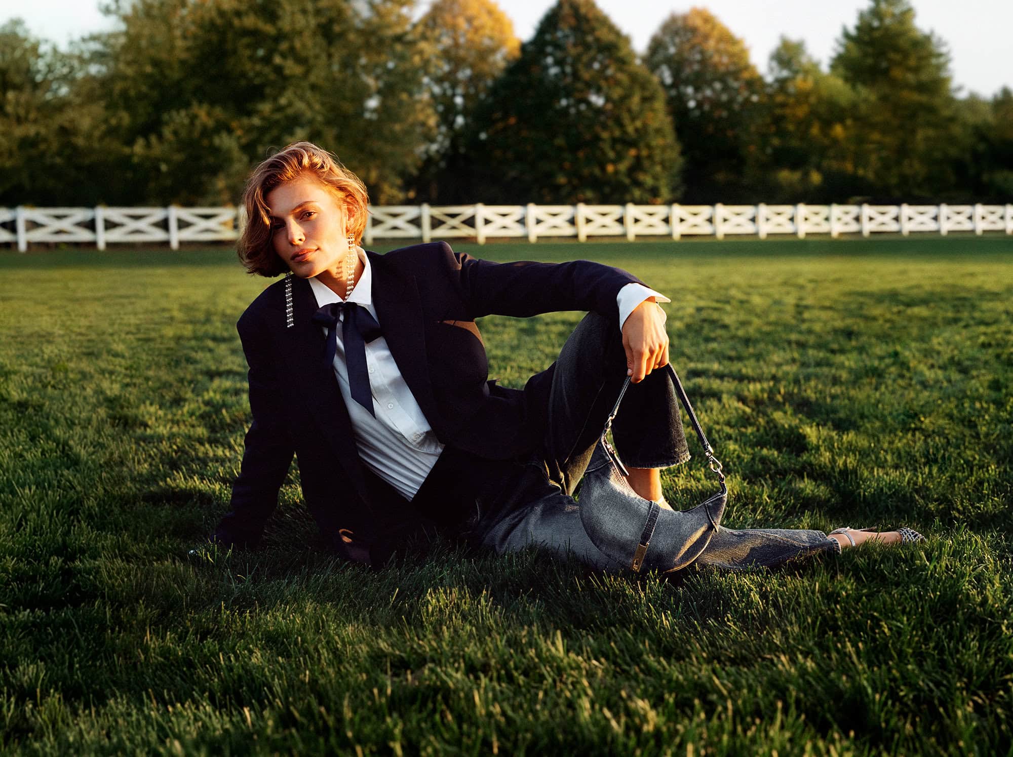 Model with blonde hair wearing Ralph Lauren