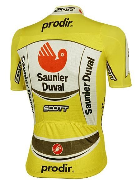Saunier Duval-Prodir's team jerseys will be hard to miss in the peloton, courtesy of a bold design by Castelli.