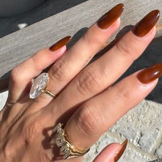 Hailey Bieber's maple syrup manicure