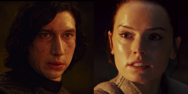 Rey and Kylo side by side from The Last Jedi