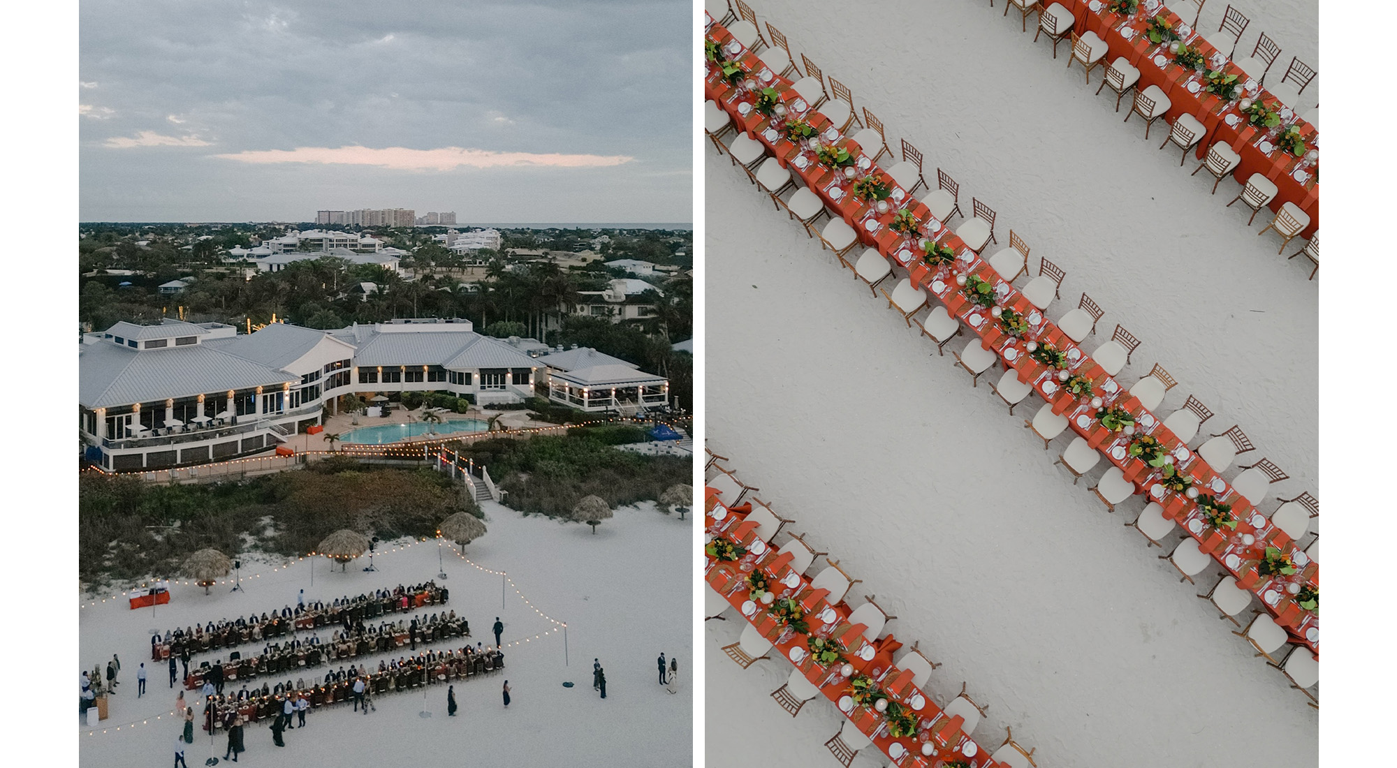 Drone shots of Kelli Orihuela and Chris Denci's wedding reception.