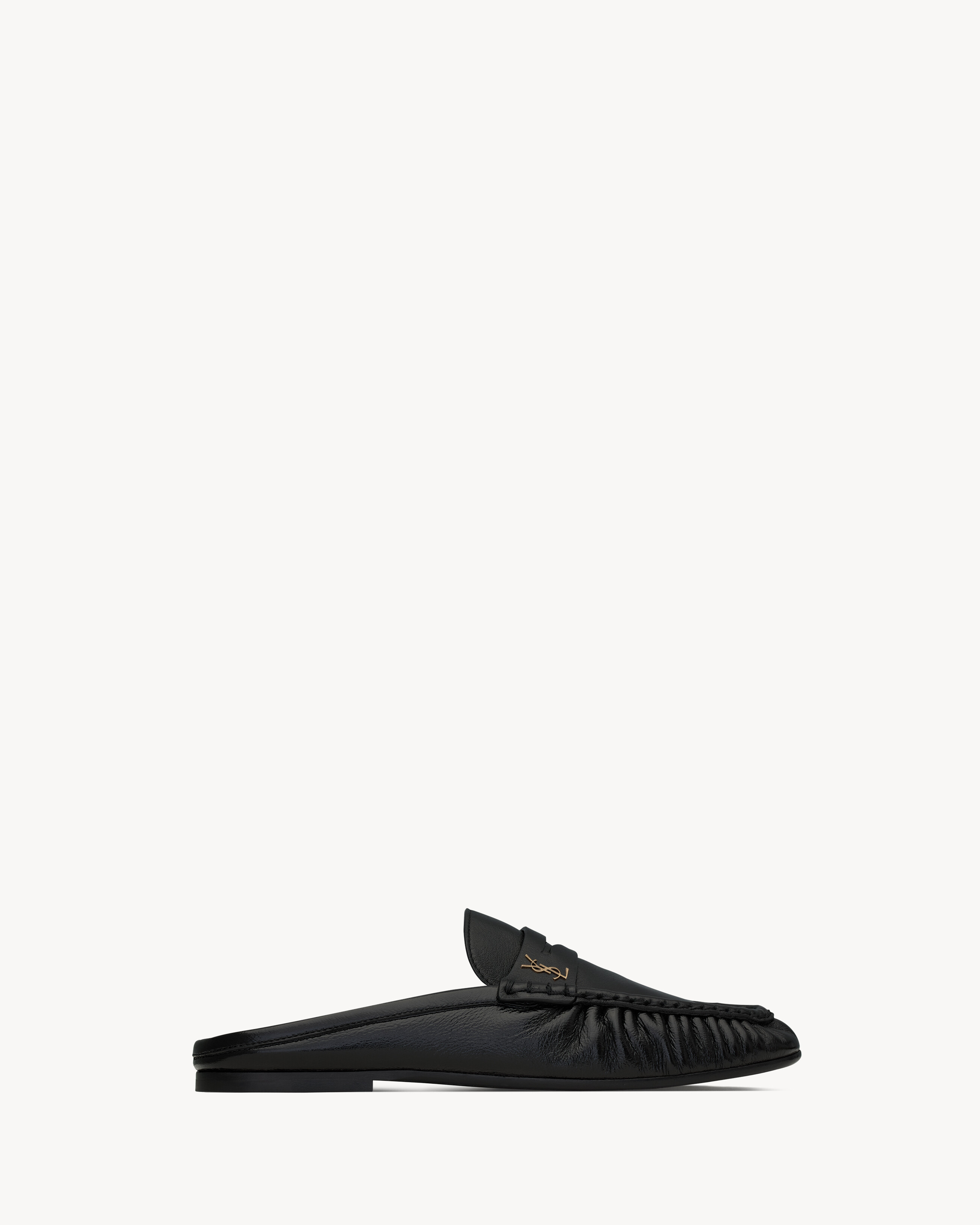 Le Loafer Mules in Shiny Creased Leather