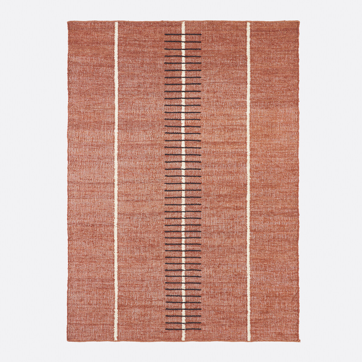 Calvy Line Print Cotton and Jute Rug