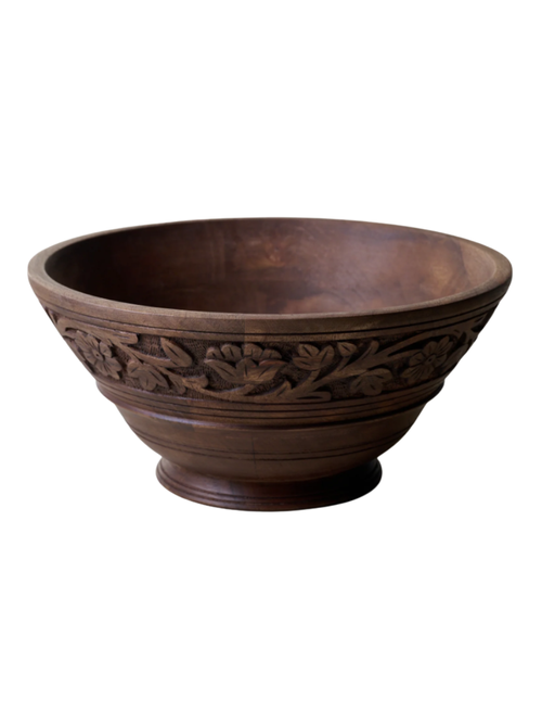 Oversized Hand-Carved Wood Bowl